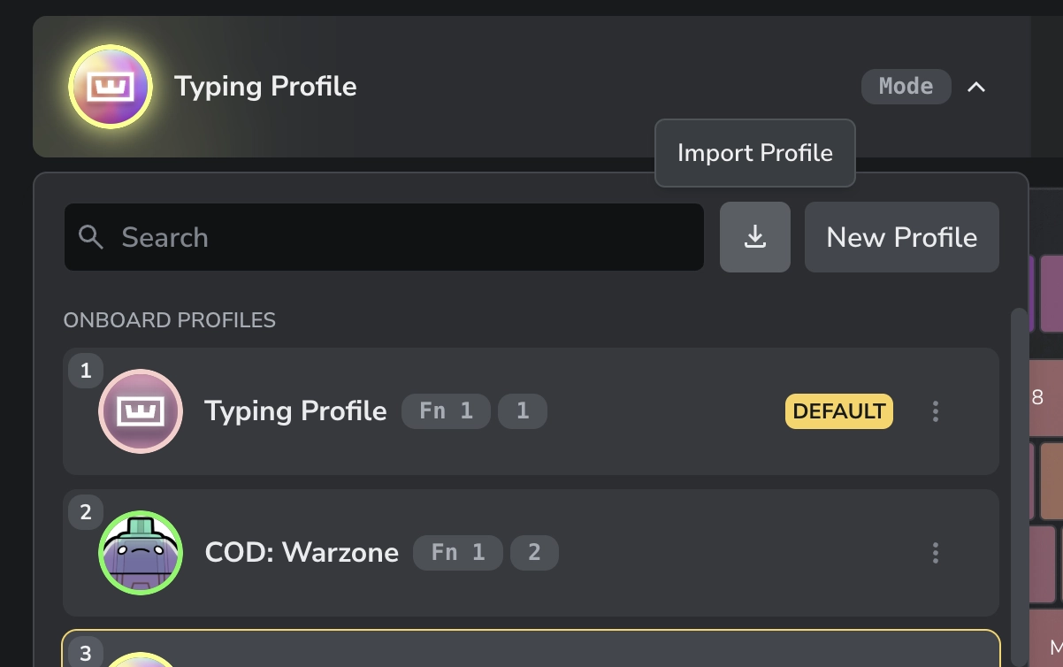 Import Profile Shortcut